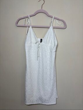 Divided White Eyelet Mini Dress